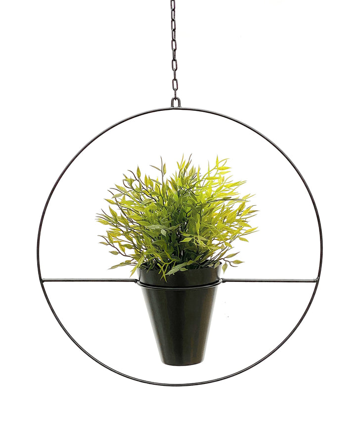 DanDiBo Blumenampel Innen Metall Wand Schwarz Matt Hängepflanzen Ø 40 cm KW446 mit Topf Pflanzenhäng