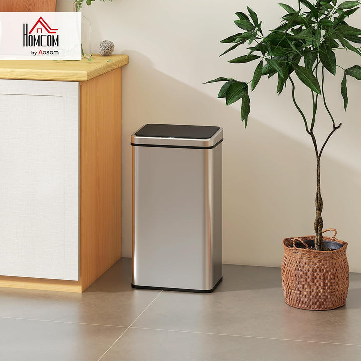 HOMCOM Sensor Mülleimer 50L Edelstahl Automatischer Mülleimer Silber, 50L