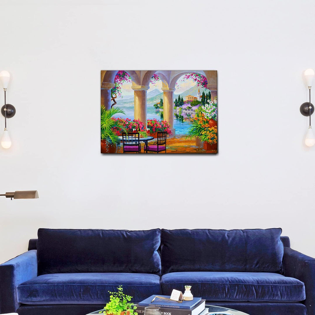 Giallobus - Gemälde - Mikki Senkarik - Für Immer Comer See - Leinwand - 70x50 - Bereit zum Aufhängen