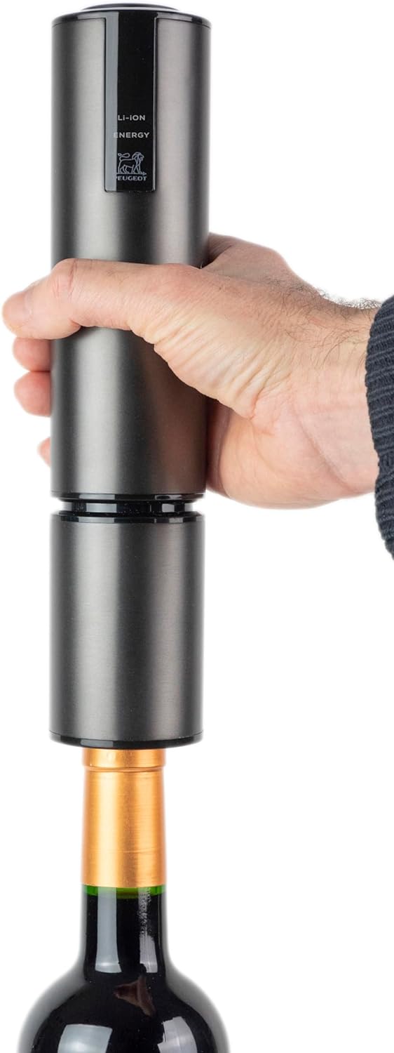 PEUGEOT - Elis Touch - Wiederaufladbarer elektrischer Korkenzieher aus Edelstahl und ABS + Ladeständ
