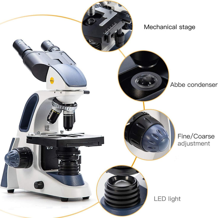 SWIFT SW380B Binokular Labor Mikroskop 40X-2500X Vergrösserung, Siedentopfkopf, mechanischem Objektt