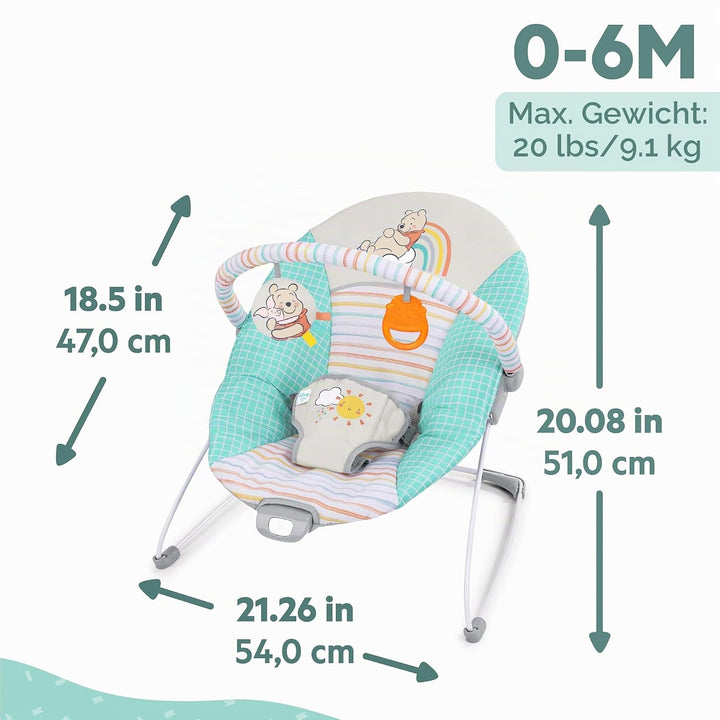 Disney Baby Winnie Puuh Hunny Hues Babywipper von Bright Starts mit beruhigenden Vibrationen, Unisex