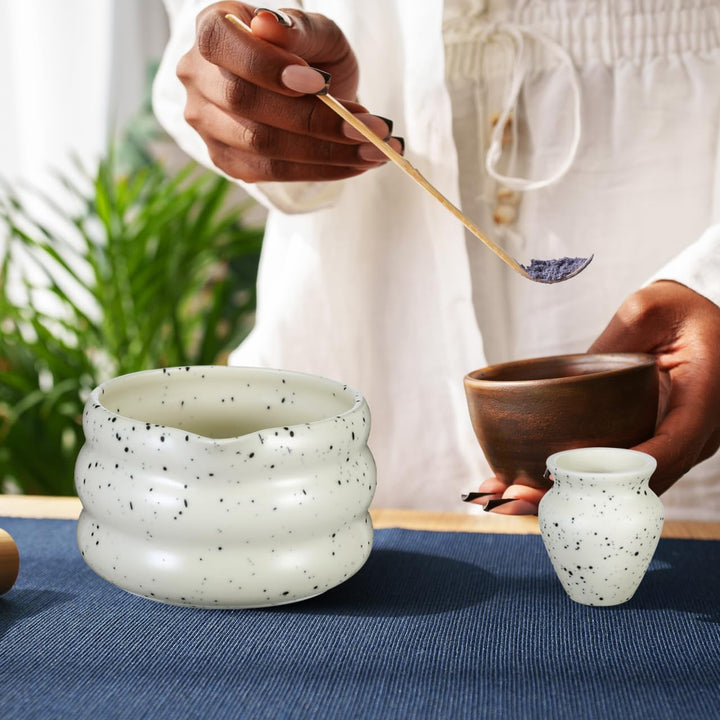 Luxshiny Japanisches Matcha-Set Mit Keramik Matcha-Schale Und Schneebesenhalter Traditionelles Teeze