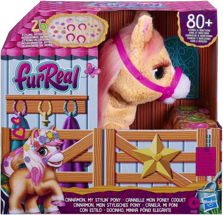 FurReal Hasbro Cinnamon, Mein stylisches Pony, 80+ Geräusche, Reaktionen, 26 Accessoires, elektronis
