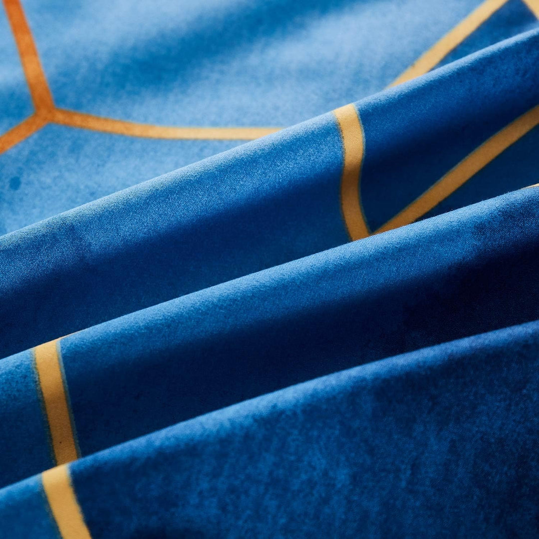 Luofanfei Gestreifte Bettwäsche 155x220cm Marineblau Blau Streifen Bettwäsche Set 155 X 220 cm+80×80