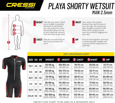 Cressi Playa Man Shorty Wetsuit – Kurzer Neoprenanzug 2.5mm aus Hochelastischem für Herren 2.5mm S S