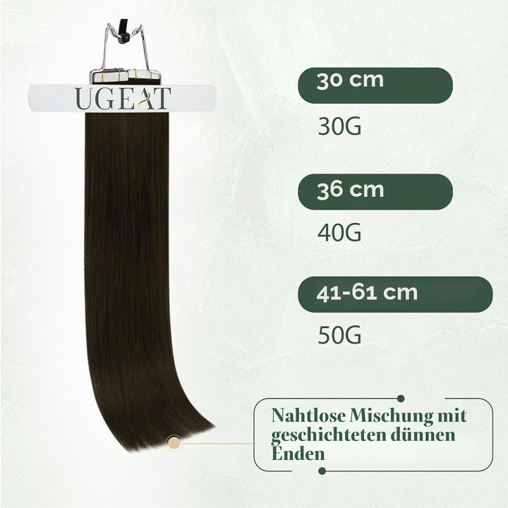Ugeat Invisible Tape in Extensions Echthaar Schokobraun Echthaar Extensions Tape Haarverlängerung Ec
