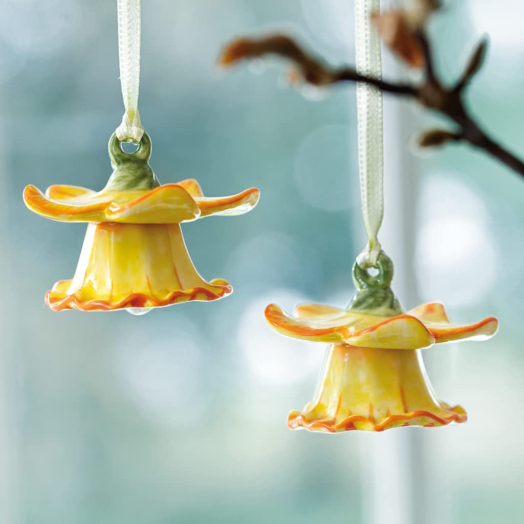 Villeroy & Boch Mini Flower Bells Osterglocken, 2er Set, 4 cm, Porzellan, Gelb, Blumen Blumen Gelb,