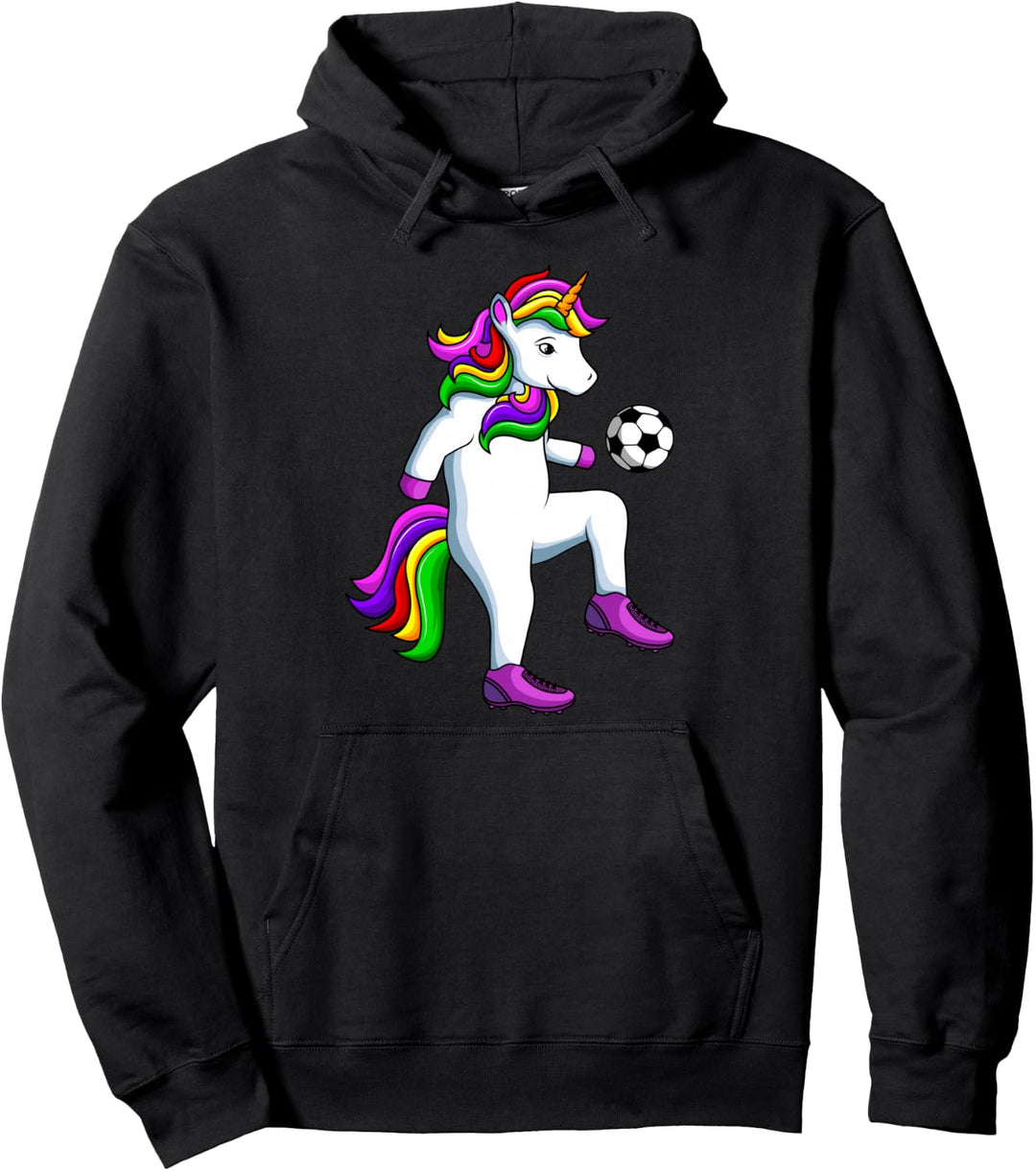 Fussball Mädchen Einhorn Fussballerin Damen Pullover Hoodie