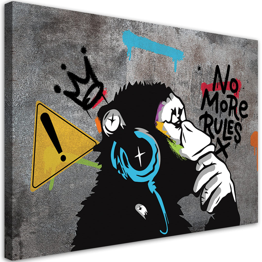 Feeby Bilder 100x70 cm Banksy DJ Affe Graffiti Street Art 1 tlg Modern Wandbilder Leinwandbilder Bil