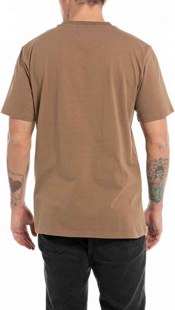 Replay Herren T-Shirt Kurzarm Rundhalsausschnitt mit Logo S Safari 989, S Safari 989