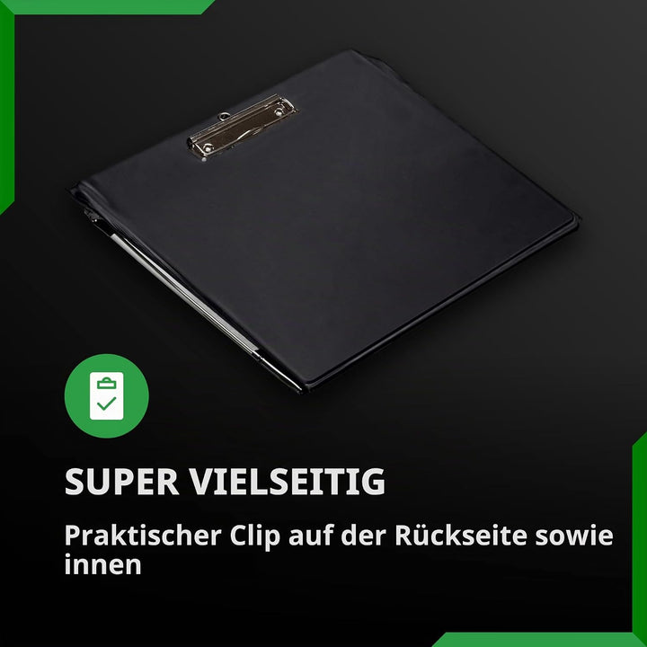 Paperdry Schwarzes Wasserfestes Klemmbrett A4 Hochformat- hochwertiges PVC, 18 Monate Garantie - Kle