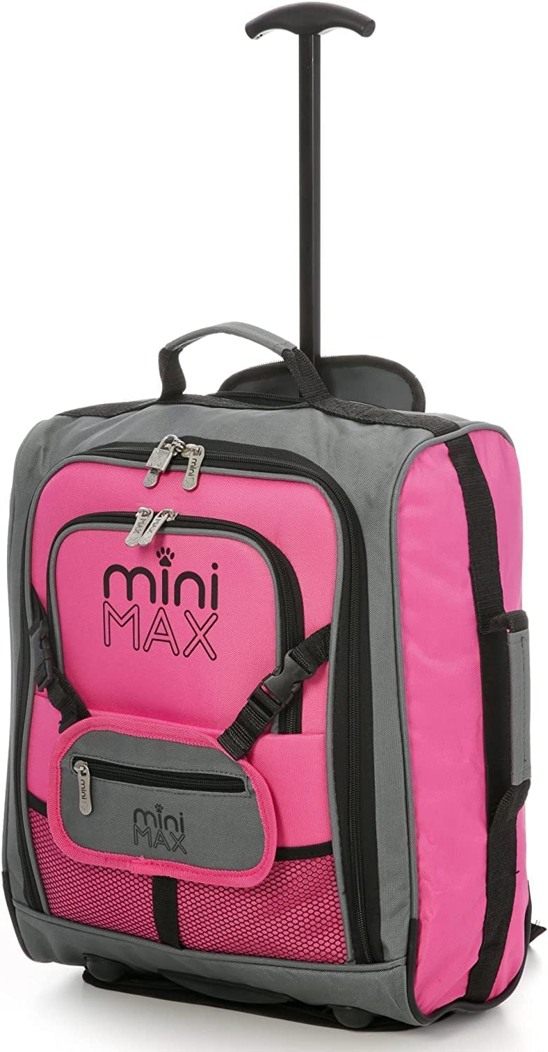 MiniMax Reisekoffer auf Rollen mit Vordertasche für Spielzeug/Puppen/Teddybär Rosé Inim Xam, Rosé In