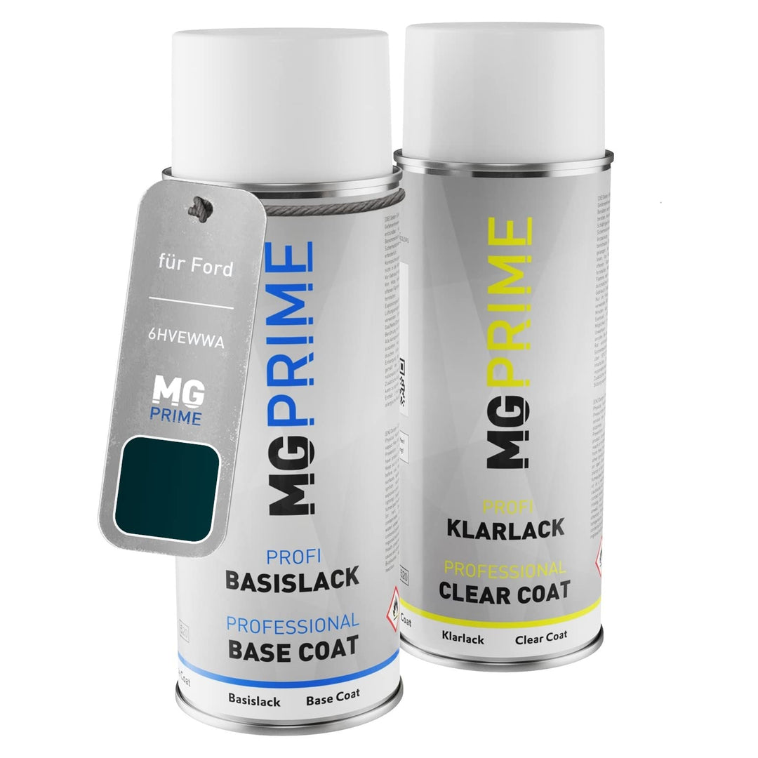 MG PRIME Autolack Sprühdosen Set für Ford 6HVEWWA / PN3FT0 / W Kelp Perleffekt/Zedern Grün Metallic