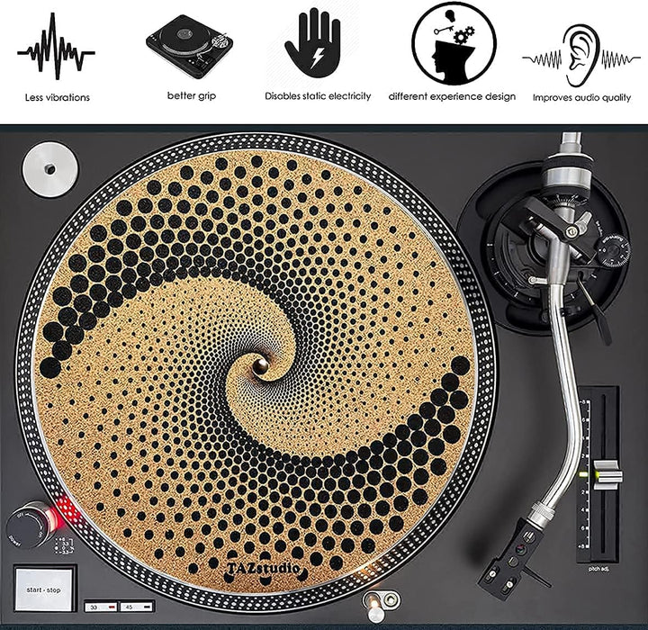 Kork-Plattenspielermatte für besseren Klang auf Vinyl-LP-Plattenspielern – Original geometrisches De