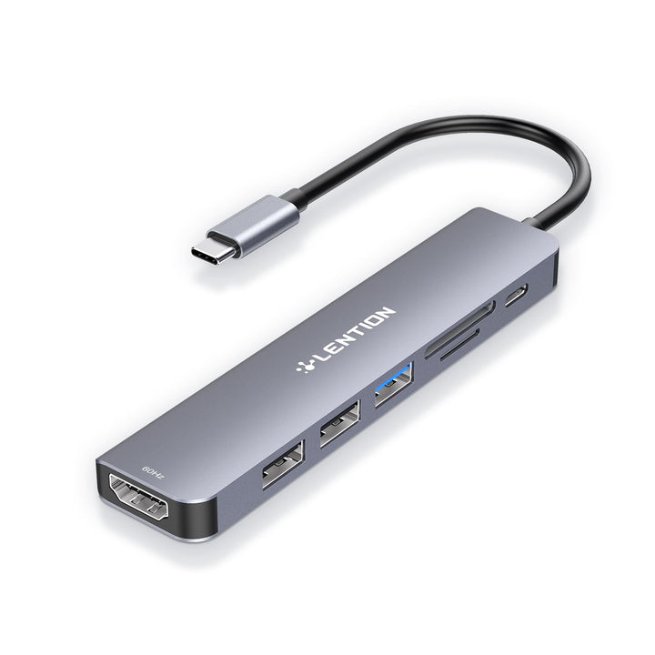 LENTION USB C Hub mit 100W PD Aufladung, 4K@60Hz HDMI, SD/TF Kartenleser, USB-3.0, Adapter USB-C auf