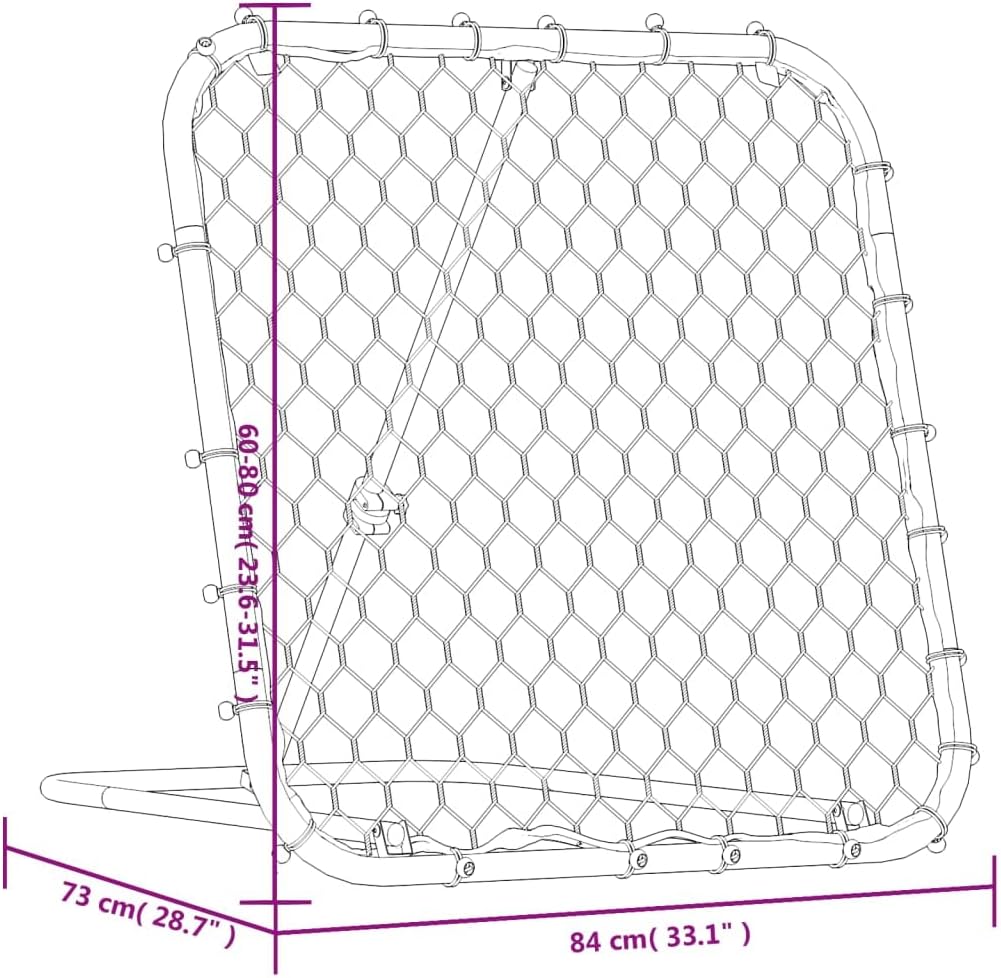 vidaXL Fussball-Rebounder Verstellbar Schwarz 84x73x60-80 cm Stahl