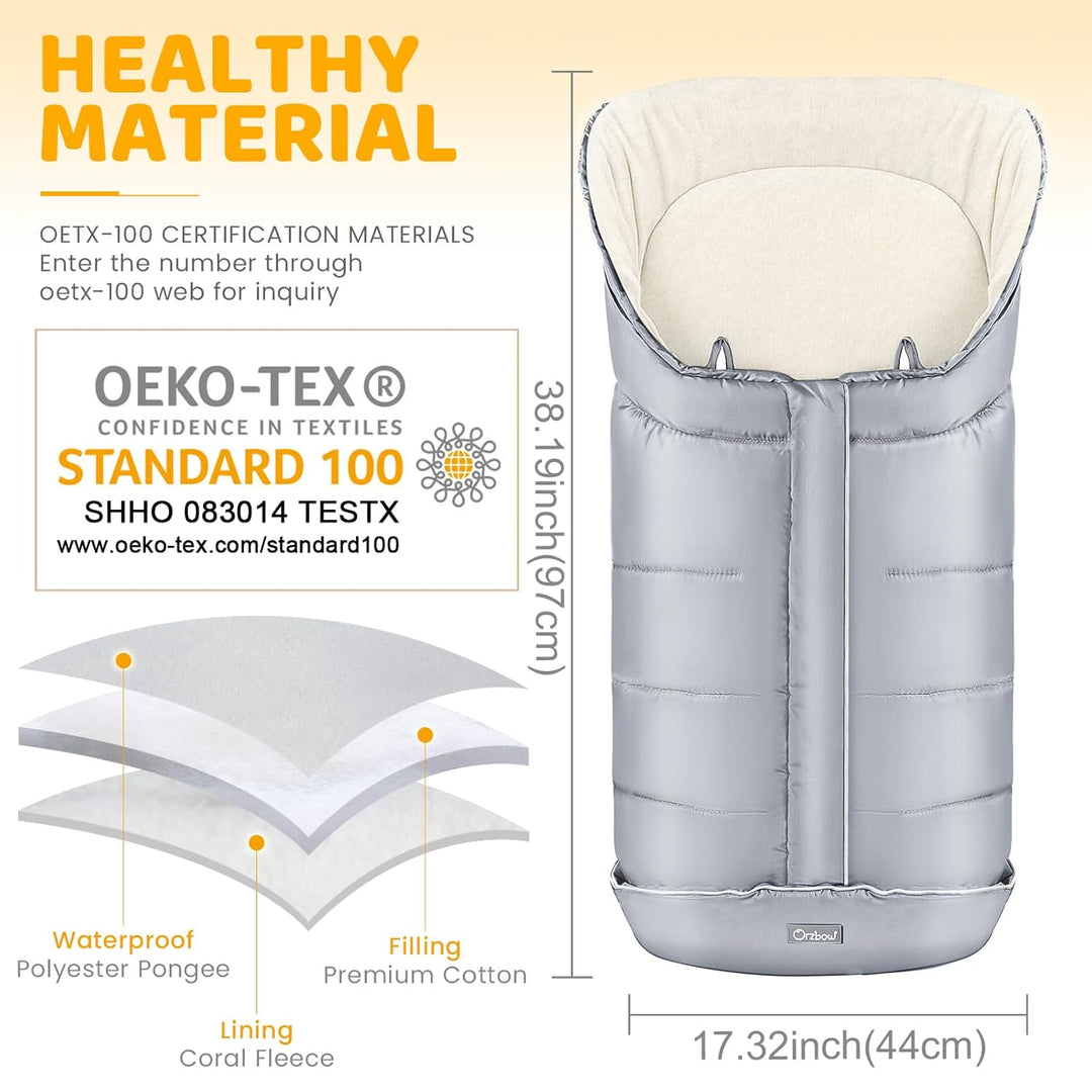 Orzbow Fusssack für Kinderwagen Buggy,Baby Fusssack Schlafsack,Babyfusssack für Babyschale,Winterfus