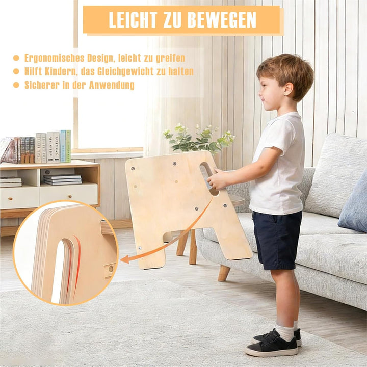 Tritthocker Kinder 2 Stufen – rutschfest, Holz mit Griff, Stabiler Hocker, Tragfähigkeit bis 150kg –