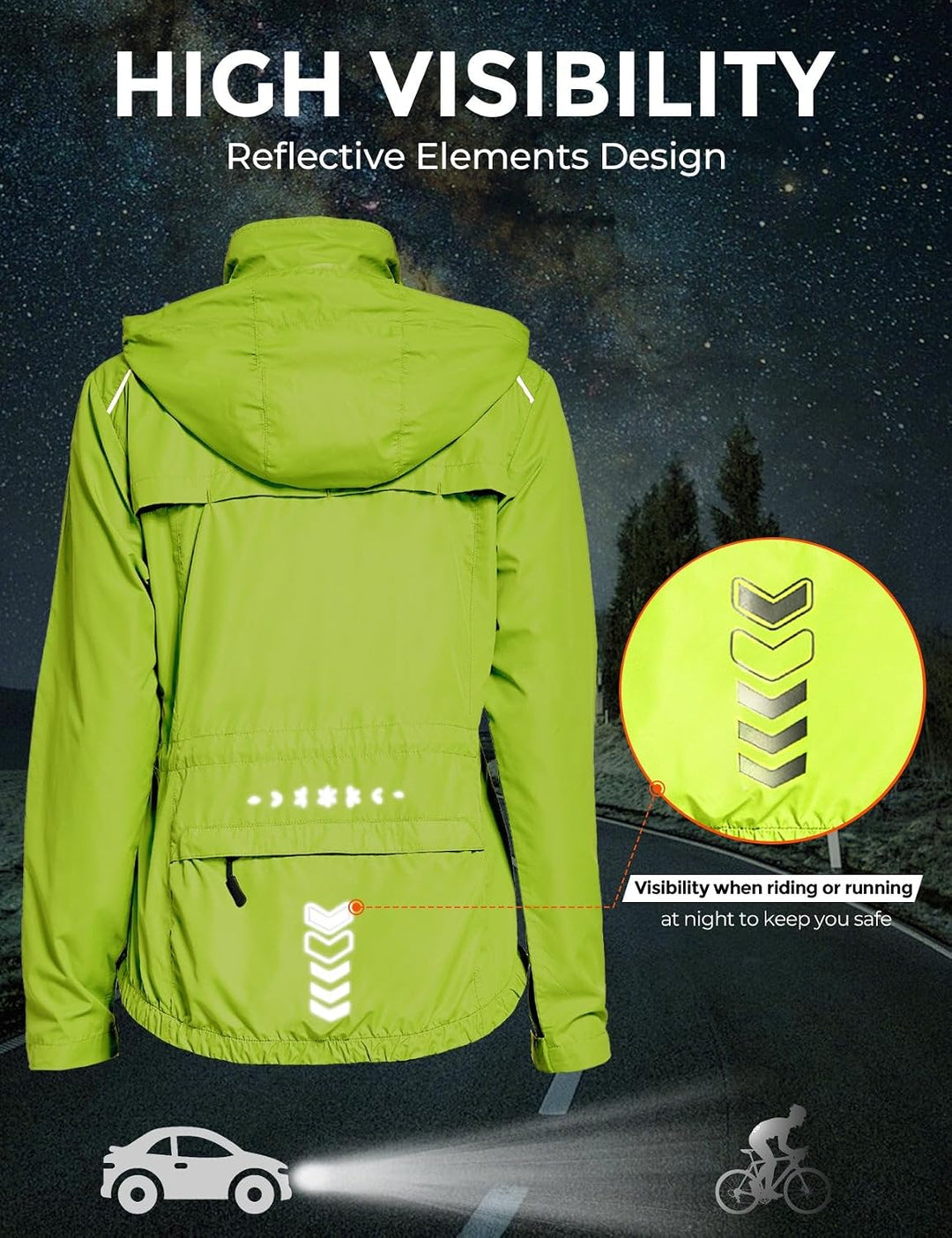 FitsT4 Sports Damen Fahrradjacke Radfahren Laufen Jacken Leichtgewicht Wasserabweisend Windbreaker W