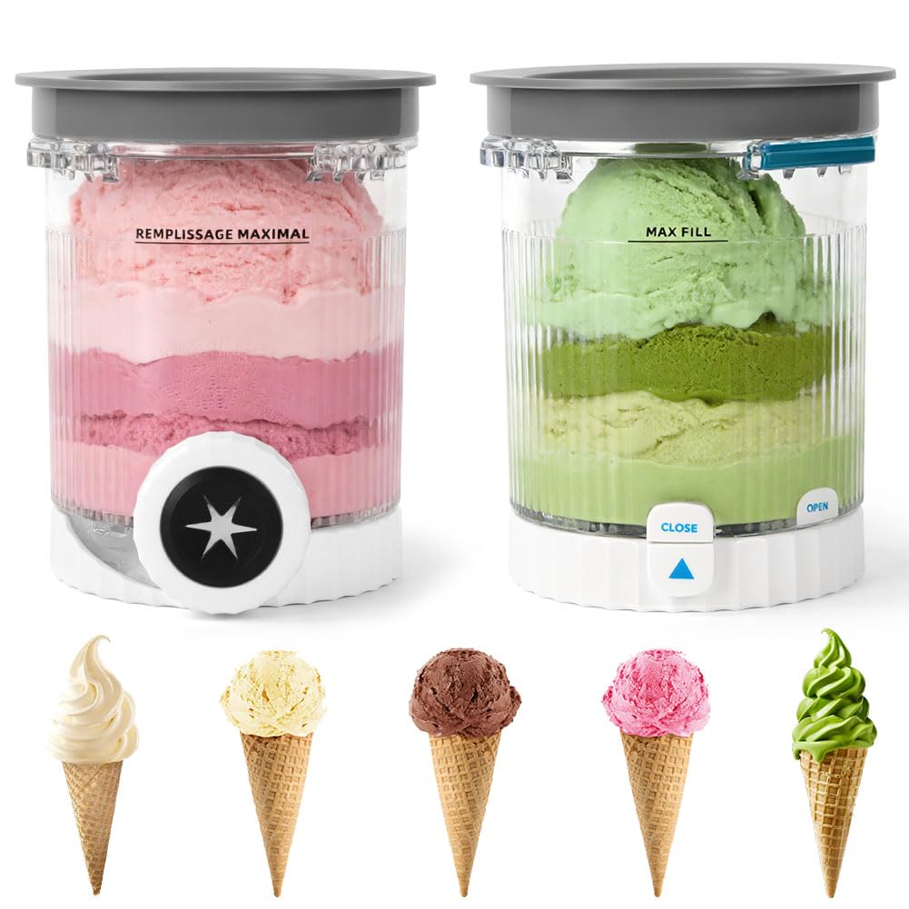 2 Stück Behälter für Ninja NC701 NC700 Swirl Creami Eismaschine, 473ML Pint Behälter BPA-frei Spülma