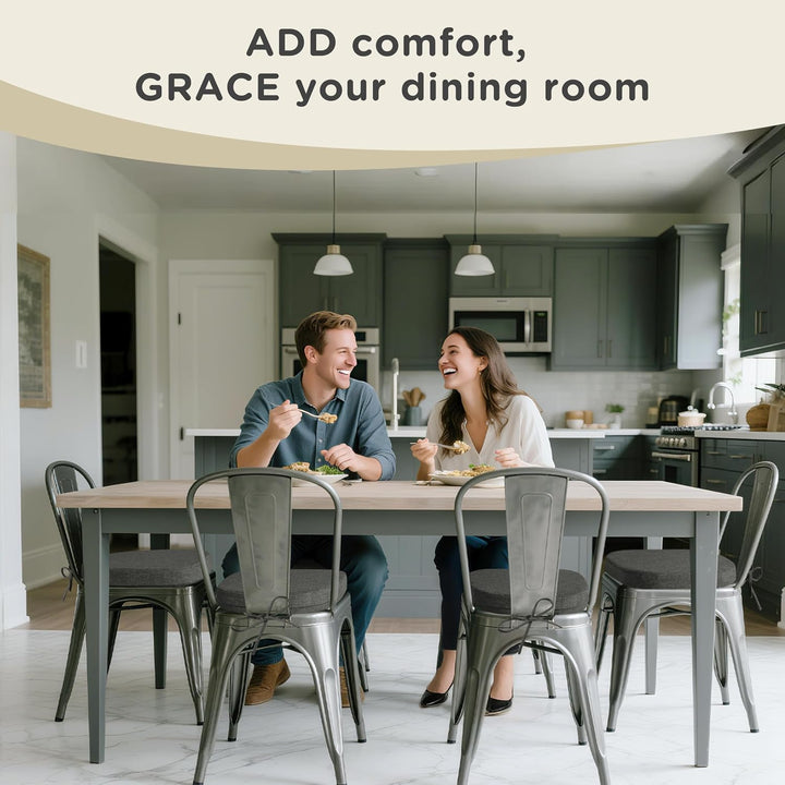 AddGrace 4er-Set Stuhlkissen für Metallstühle, 35x35 Sitzkissen mit Bändern – rutschfeste, Dicke Sit