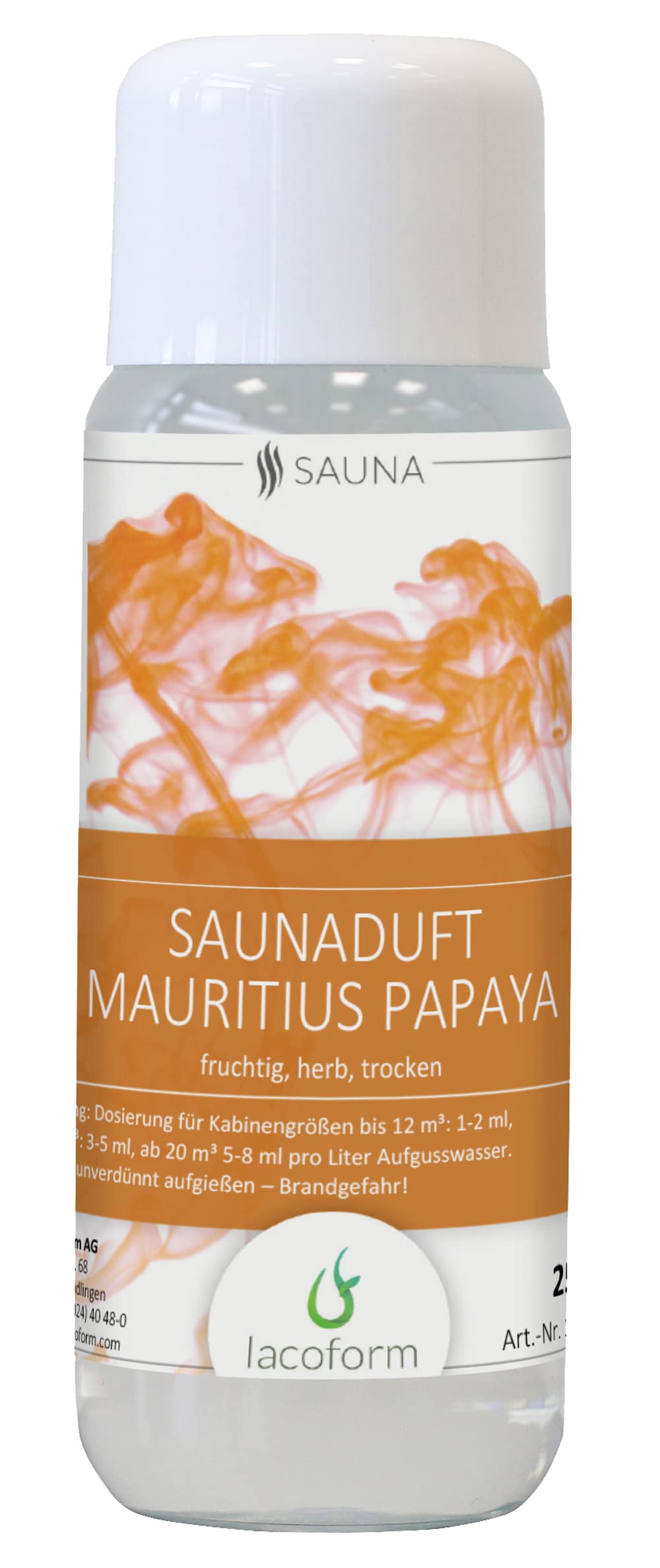 Saunaduft Finesse Sauna Aufguss Konzentrat 250ml, Saunadüfte für Zuhause (Mauritius Papaya), Papaya