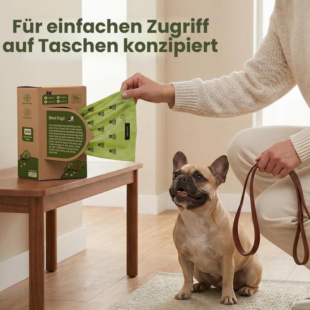 Pogi's Hundekotbeutel - 300 unparfümierte Tüten mit Verschlussträgern - grosse, biologisch abbaubare