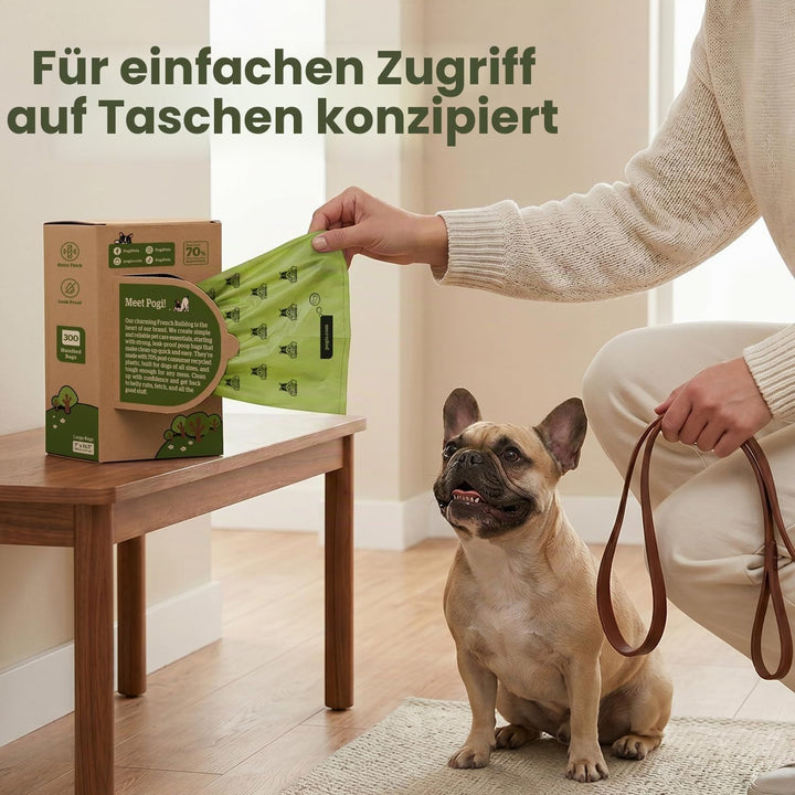 Pogi's Hundekotbeutel - 300 unparfümierte Tüten mit Verschlussträgern - grosse, biologisch abbaubare