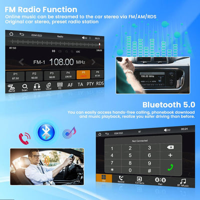 Hikity 1 Din Autoradio mit 9 Zoll Bildschirm, Touchscreen Car Radio mit Wireless CarPlay Android Aut