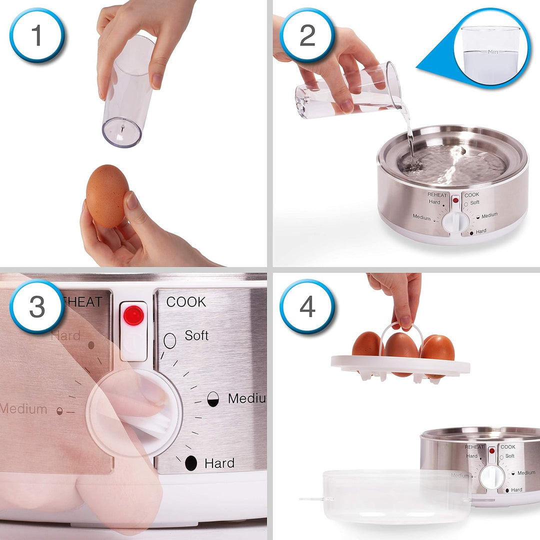 Duronic EB35 Eierkocher, für 1 bis 7 Eier | Härtegradeinstellung und Timer, Eier auf 2 verschiedene