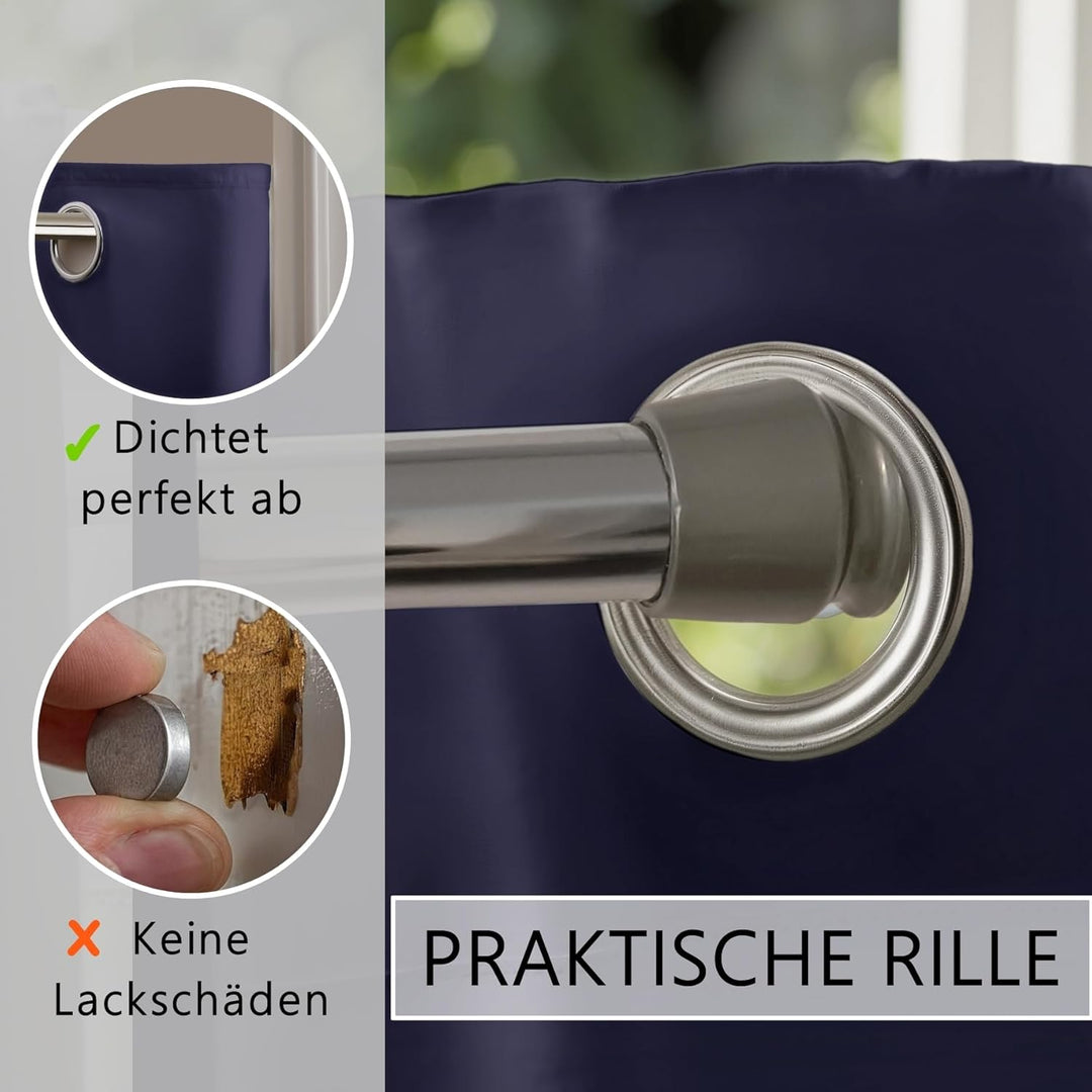 tinycurtains, Türvorhang mit Teleskopstange, einfache Montage in nur 1 Minute ohne Bohren (Türvorhan