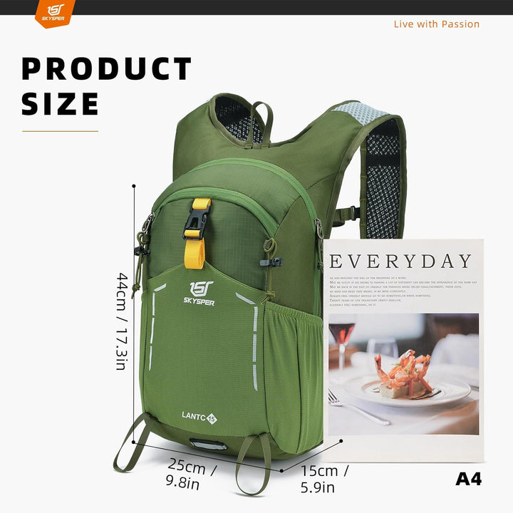 SKYSPER Wanderrucksack 15L Rucksack Herren Klein Tagesrucksack Leichter Trekkingrucksack für Wandern