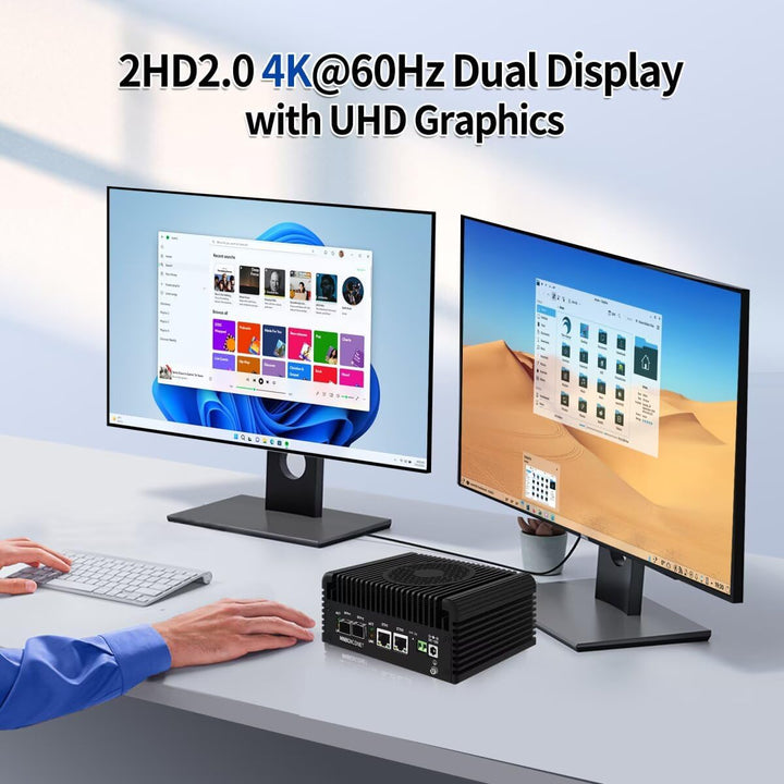 S2 Mini PC N150 10GBE SFP+, Firewall Appliance Micro Büro Hardware, DDR5 8GB RAM 128GB SSD, 2xi226V