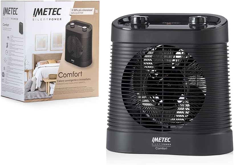 Imetec Silent Power Comfort Stille en compacte thermoventilator, 2100 W, met 4 standen, kamer- en ve