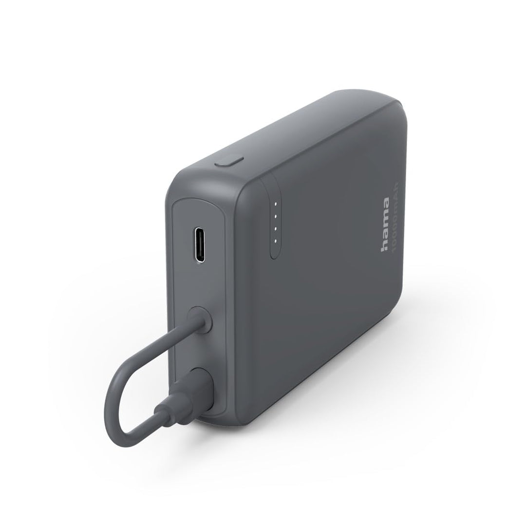 Hama Power Pack 10000mAh, mit festem USB C Kabel (externer Akku mit 2X USB C, zum mobilen Laden von