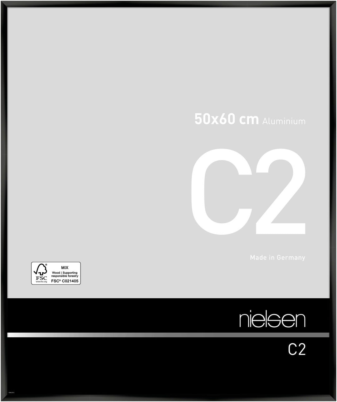 nielsen Aluminium Bilderrahmen C2, 50x60 cm, Eloxal Schwarz Glanz 50 x 60 cm Eloxal Schwarz Glanz, 5