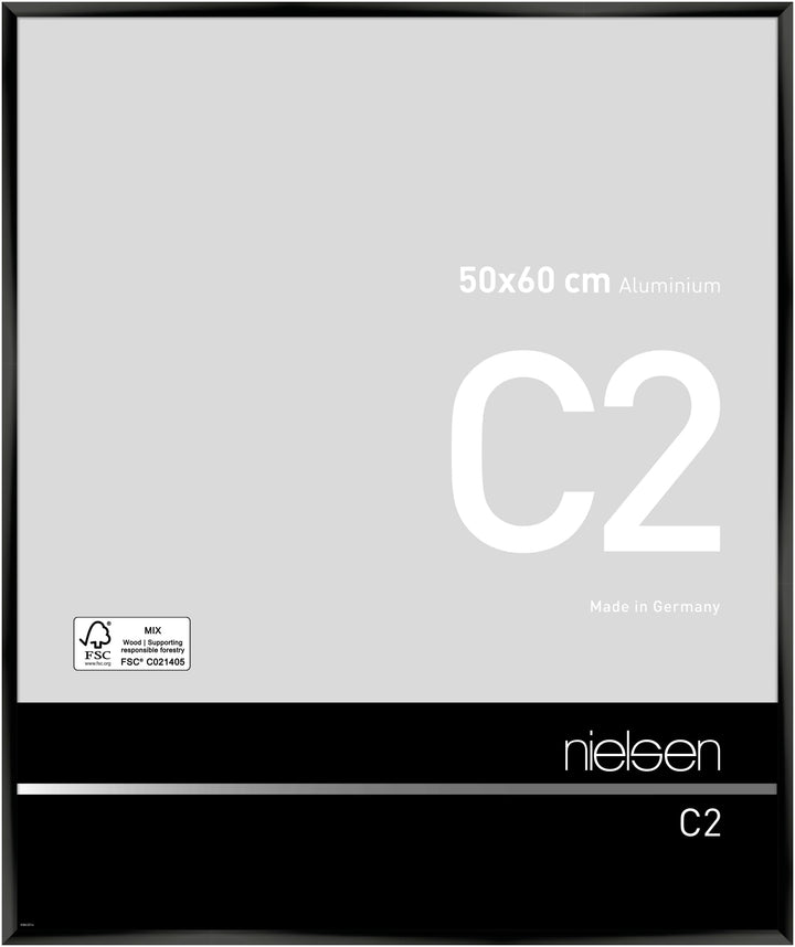 nielsen Aluminium Bilderrahmen C2, 50x60 cm, Eloxal Schwarz Glanz 50 x 60 cm Eloxal Schwarz Glanz, 5