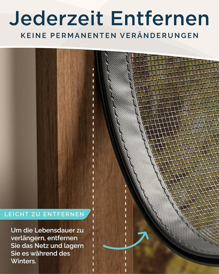 ARCOL Fliegengitter Fenster Magnet 130x160 cm aus Fiberglas – Schluss mit Mücken in 3 Min, Ultrafein
