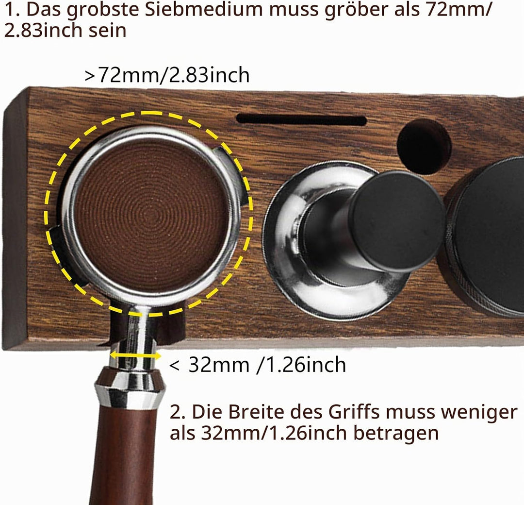 Tamperstation, Espresso Station aus Walnussholz für 58mm Tamper/Distributor und Siebträger, 3in1 Tam