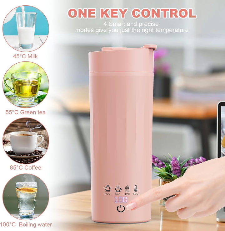 Flintronic Reise Elektrisch Wasserkocher, 475ML Electric Kettle, 220 V/ 300W Thermoskanne, 304 Stain