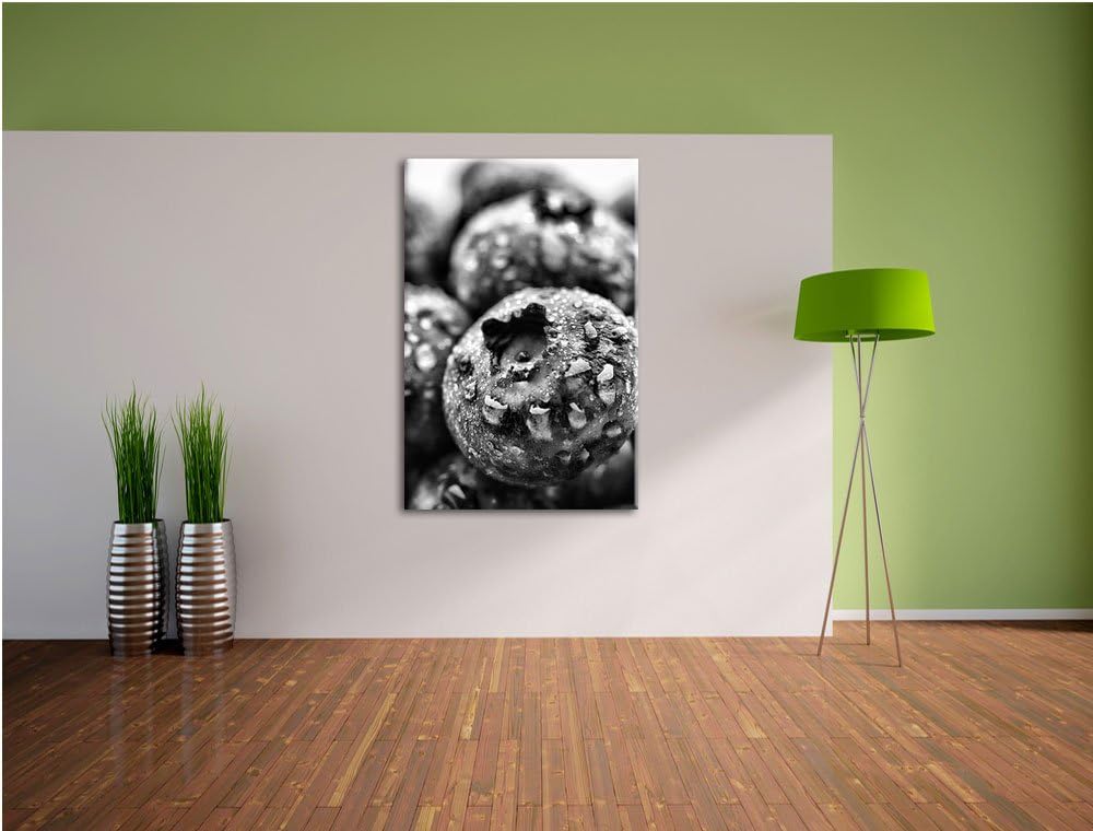Pixxprint fruchtige Heidelbeeren / 100x70cm Leinwandbild bespannt auf Holzrahmen/Wandbild Kunstdruck