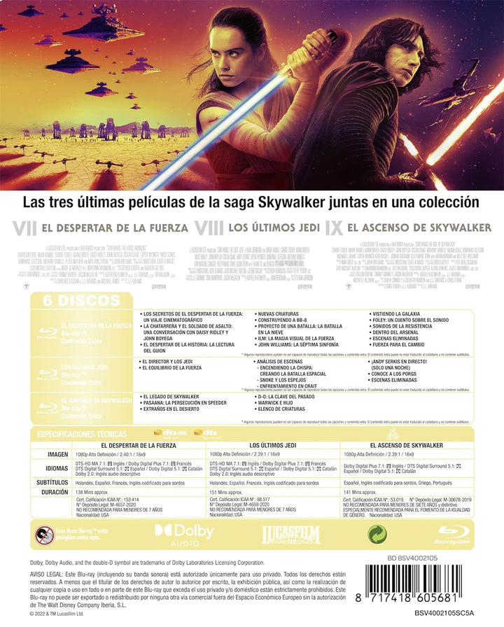 BD TRILOGIA STAR WARS EPS 7-9 [Blu-ray], Blu-ray