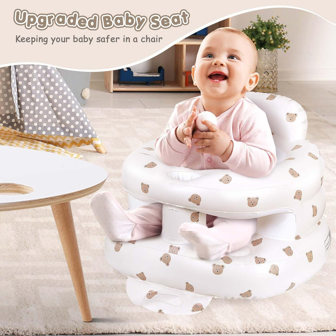 Aufblasbarer Babysitz für Babys ab 3 Monaten, aufblasbarer Babystuhl eingebauter Luftpumpe Baby Rück
