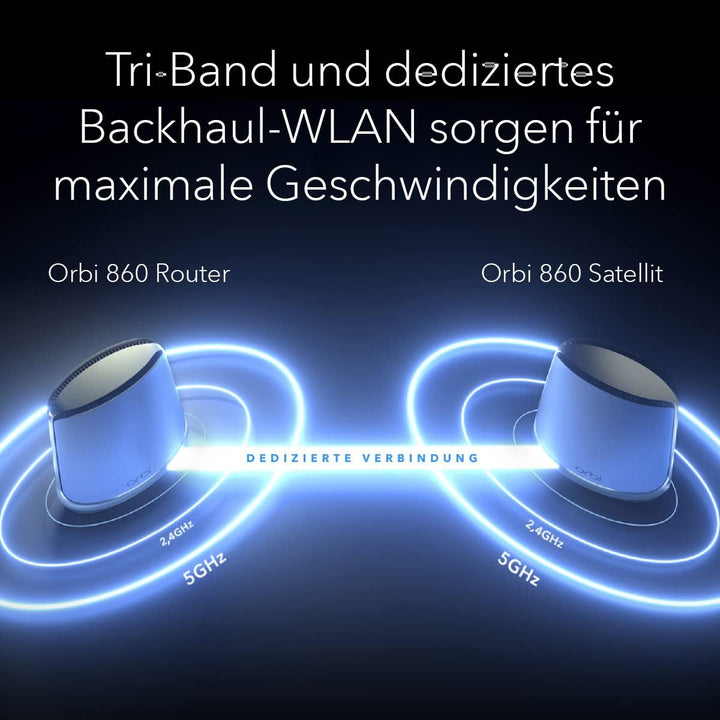 NETGEAR Orbi WiFi 6 Mesh WLAN System (RBK862S) | Triband Mesh, Router mit 1 Satelliten-Repeater, Abd