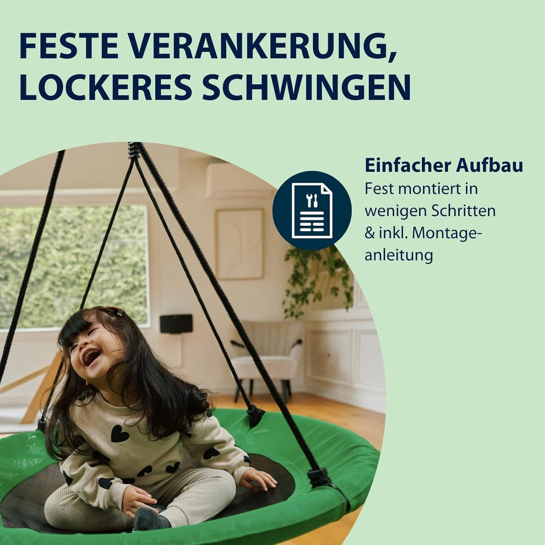 HUDORA Nestschaukel 90 - Kunststoff-Nestschaukel für bis zu 100kg - Hängeschaukel mit 90cm Durchmess