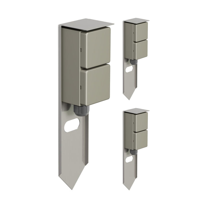 ledscom.de 3 Stück Garten Steckdosensäule PIWI mit Erdspiess für aussen, IP44, 2-Fach, Edelstahl, Ed