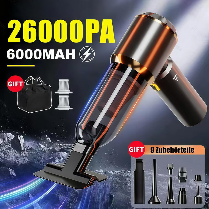 Handstaubsauger Akku, 26000PA Auto Staubsauger, Upgrade-Schnellladung, 3-Gang Akku Staubsauger mit B