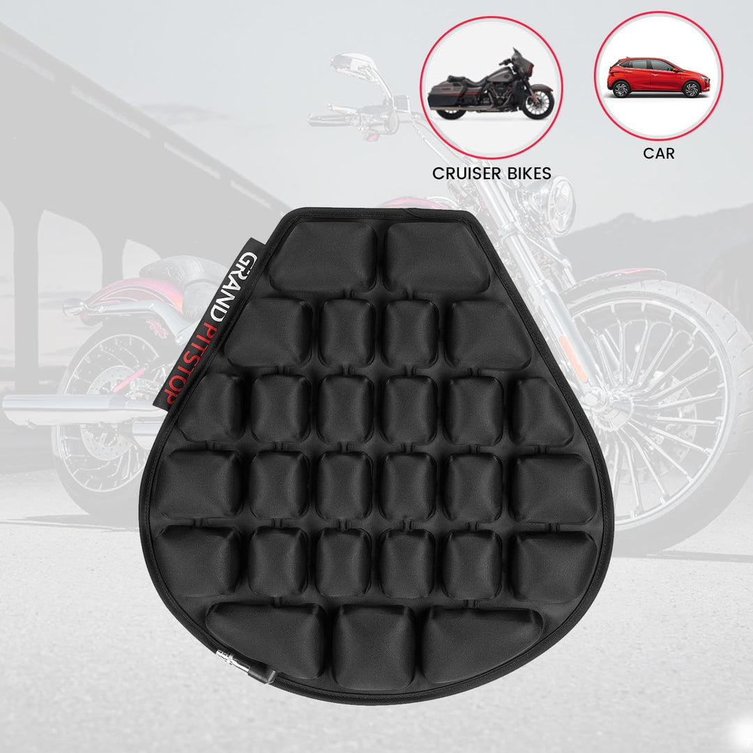 GRAND PITSTOP Motorcycle Air Seat Cushion with Inflatable Bubble Air Pads with Breathable Mesh Cover