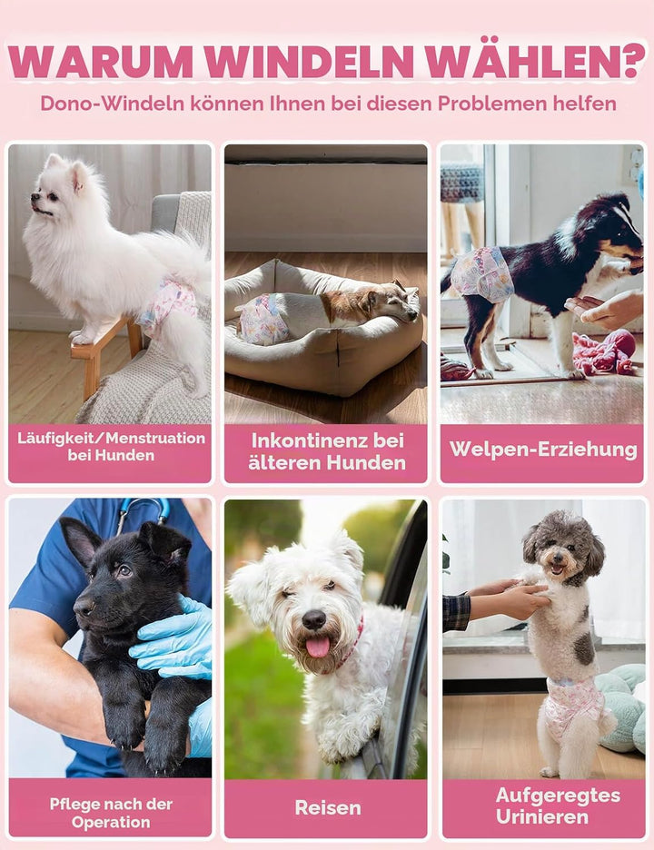 Dono Katzenwindeln, 24 Stück, Hundewindeln für Hündinnen Mit Nässeindikator, Hundehosen für Inkontin